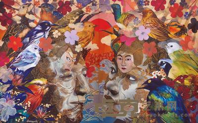ANDRES BARRIOQUINTO BATHING BIRDS 152.5×122cm
