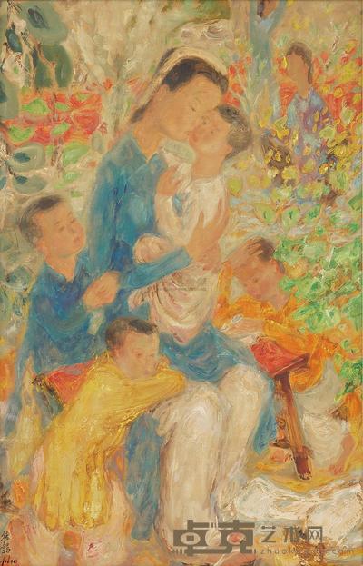 黎谱 WOMAN AND CHILDREN IN THE GARDEN 87.5×57cm