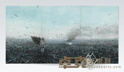 贾蔼力 2007年作 苍白的不只是你（三联作） 300×200cm；300×600cm；椅子87×40×44cm