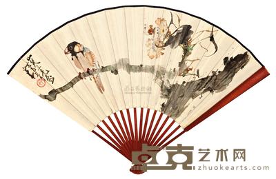 赵少昂 张书旂 PARROT； FLOWER AND BIRD 17.8×49.5cm