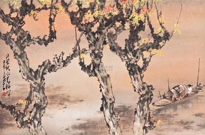 赵少昂 AUTUMN SHORE AT SUNSET