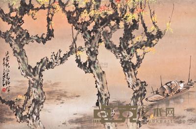 赵少昂 AUTUMN SHORE AT SUNSET 54.7×83.4cm