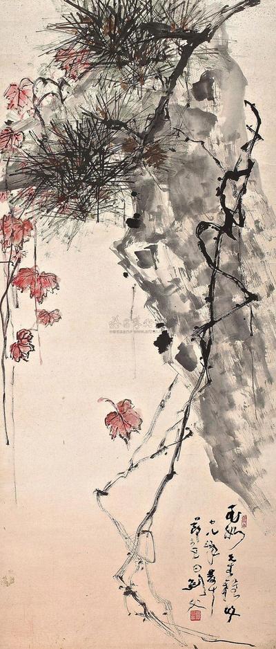 高剑父 PINE AND AUTUMN LEAVES
