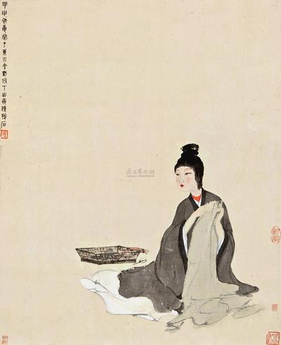 傅抱石 LADY SEWING