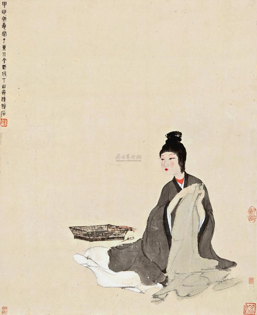 傅抱石 LADY SEWING