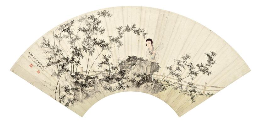 陈少梅 LADY RESTING UNDER THE BAMBOO