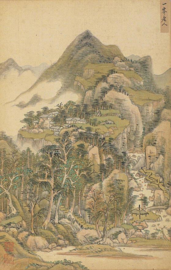 王原祁 LANDSCAPES AFTER FIVE DYNASTIES，SONG AND YUAN MASTERS ink and color on silk，album of twelve leaves