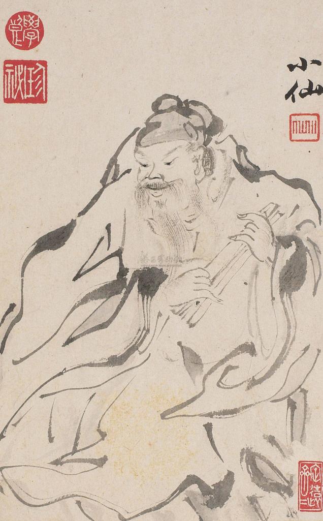吴伟 ALBUM OF THE IMMORTALS ink on paper，album of ten leaves