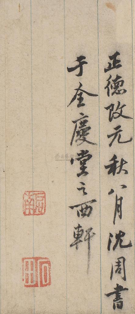 沈周 NINETEEN POEMS ON FALLING FLOWERS；CALLIGRAPHY IN RUNNING SCRIPT ink on paper，album of thirteen double-leaves