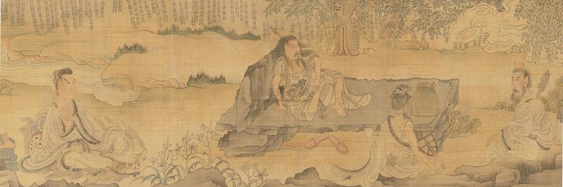 陈洪绶 SEVEN SAGES OF THE BAMBOO GROVE ink and color on silk，handscroll