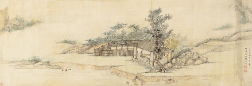 沈世勋 CATALPA HUT ink and color on paper，handscroll