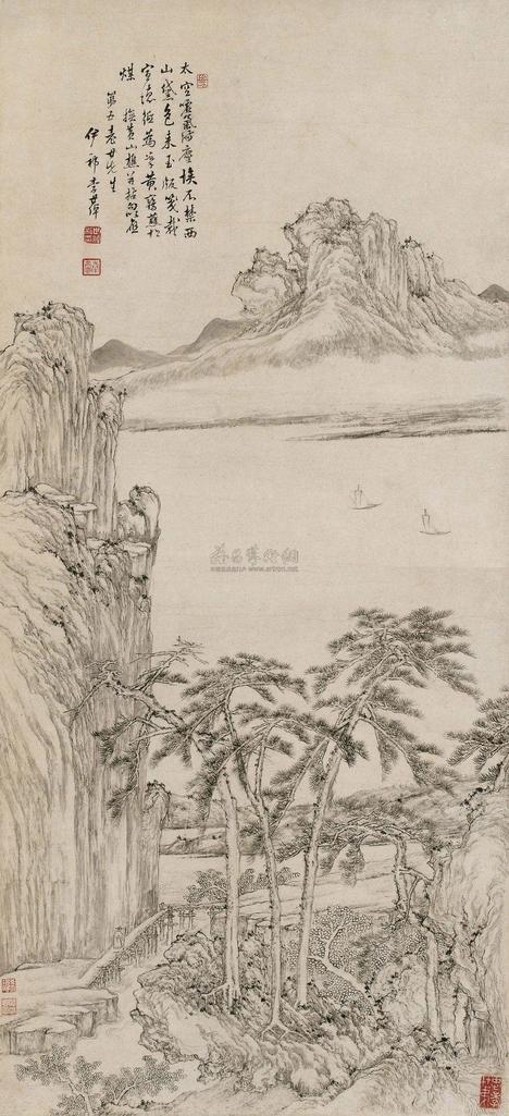 李世倬 LANDSCAPE，AFTER WANG MENG ink on paper，hanging scroll