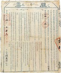 宣统元年（1909年）蒙化昌启铜厂股分有限公司股票