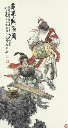 马欣乐 龟年放歌图 镜框