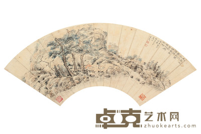 山水扇面镜框 18×51