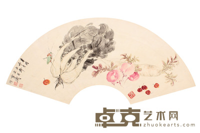 蔬果扇面镜片 20×58