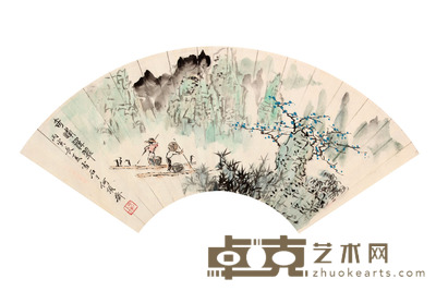 山水人物镜片 19×51