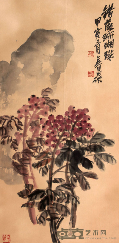 天竺立轴 73×36