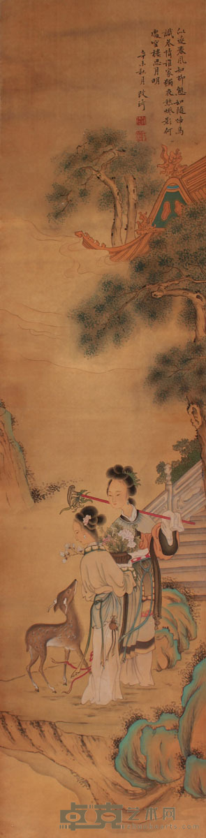 山水人物立轴 118×29