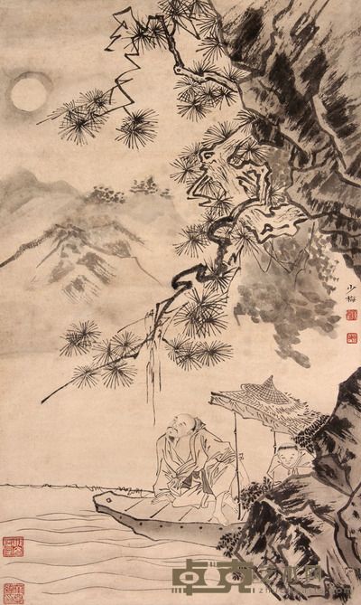 山水人物立轴 59×35