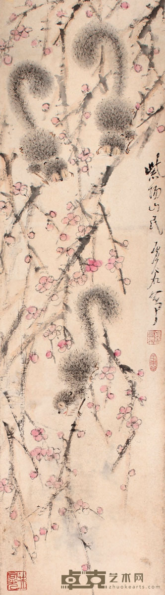 松鼠立轴 108×30
