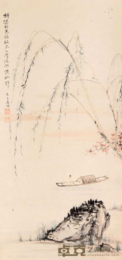 山水人物立轴 54×26