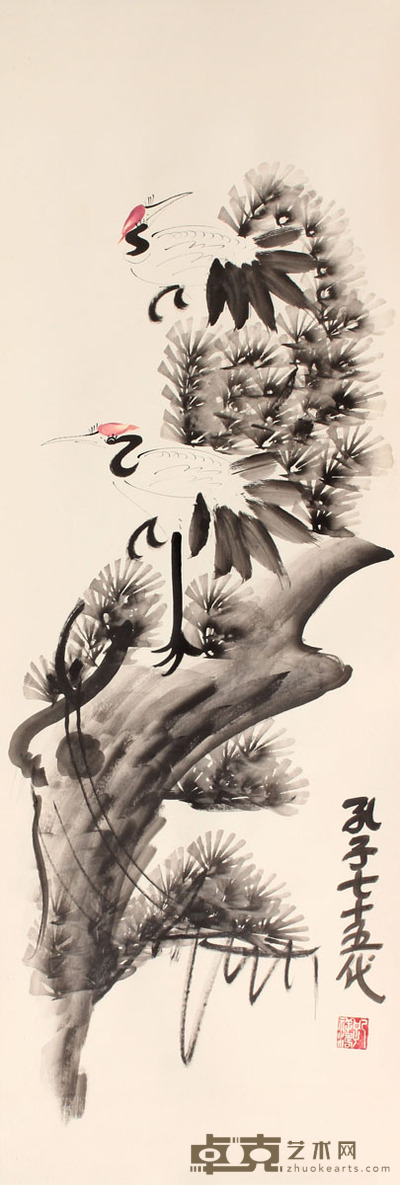 鹤立轴 106×36