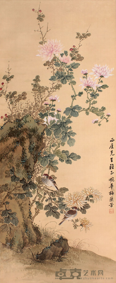 花鸟立轴 100×41