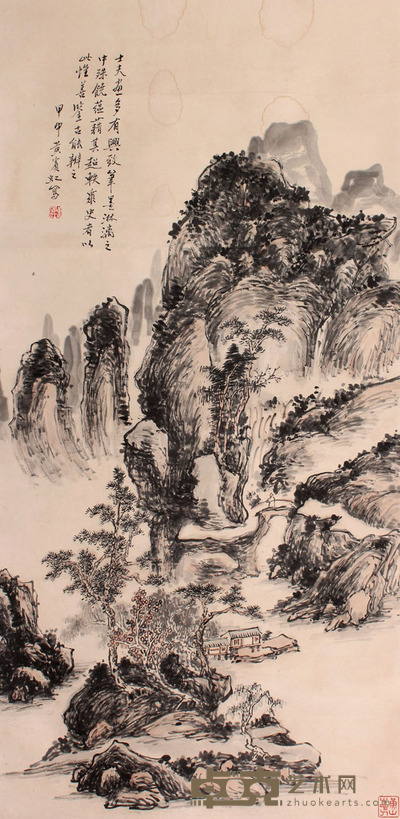 山水立轴 110×23