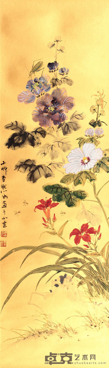 花卉立轴 111×33