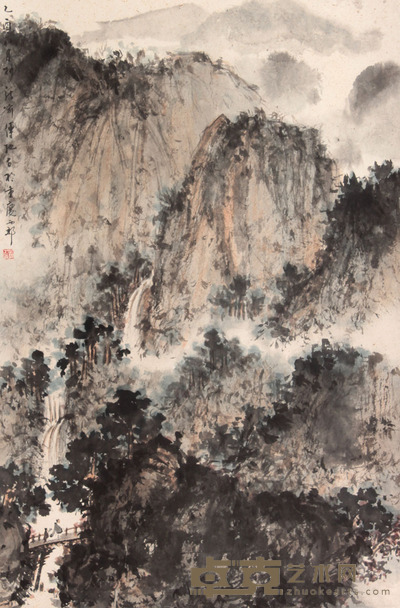 山水人物立轴 54×26