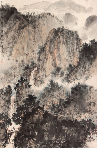 山水人物立轴