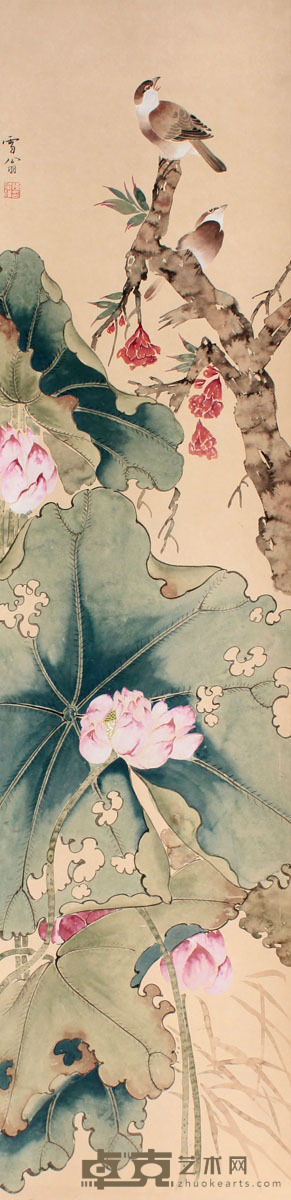 花鸟立轴 130×22
