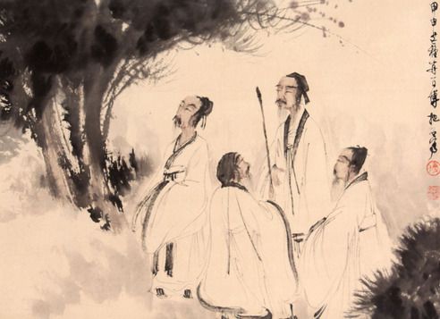 山水人物立轴