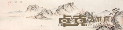 山水横幅镜片 33×132