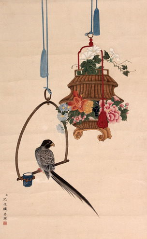 花鸟立轴