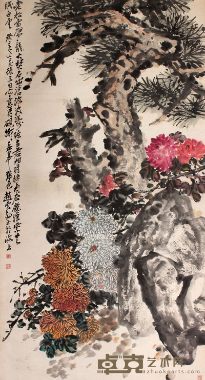 花卉立轴 182×92