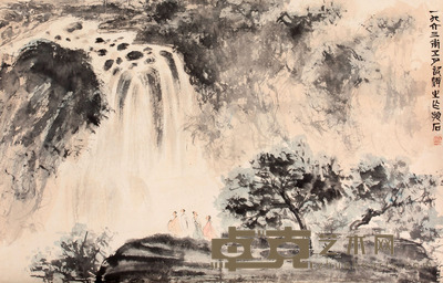 山水人物立轴 45×67