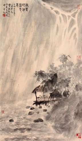 山水人物立轴