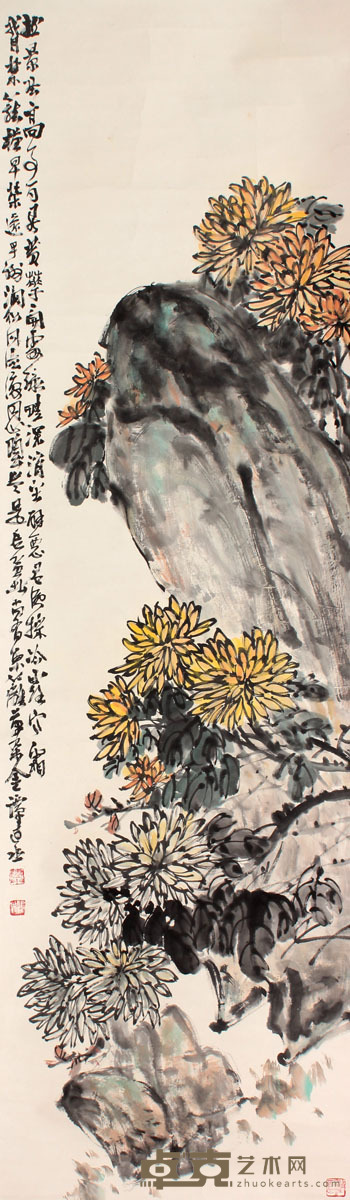 菊花立轴 135×39