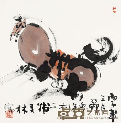 韩美林  马 镜片连框  68×68cm