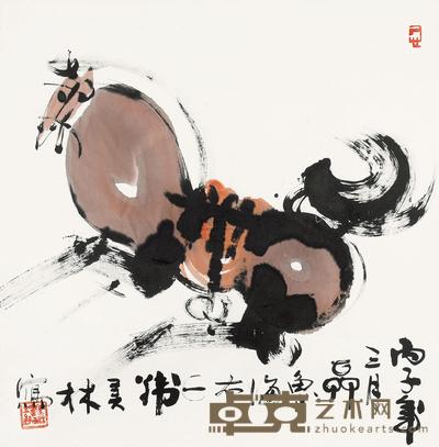 韩美林  马 镜片连框  68×68cm
