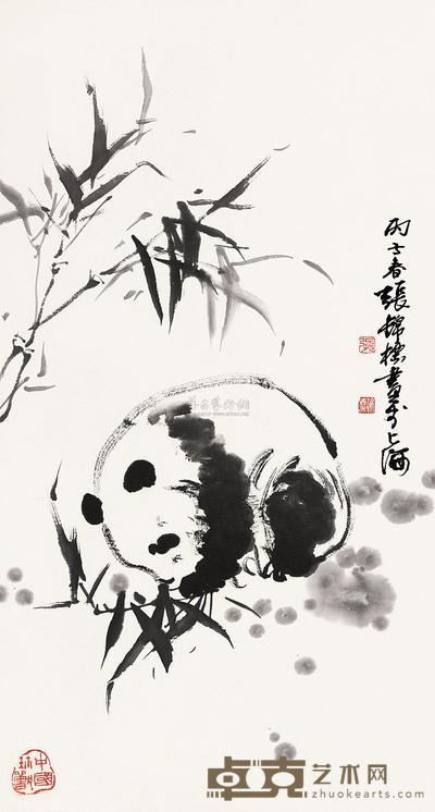 张锦标  熊猫 立轴  76×40cm