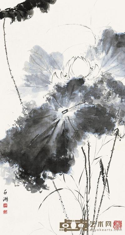 陈石濑  荷花 立轴  67×35cm