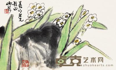 薛佛影  水仙 镜片  16×26cm