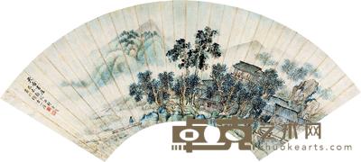 唐俊  山水 扇片  