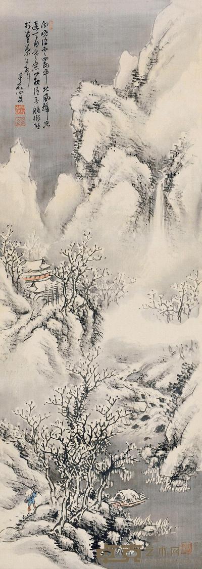 星石山叟 山水 立轴  116×42cm