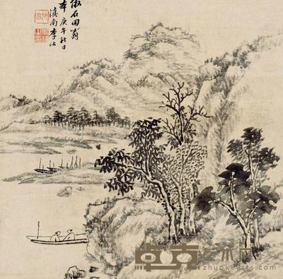 李诂 山水 镜片  31×32cm