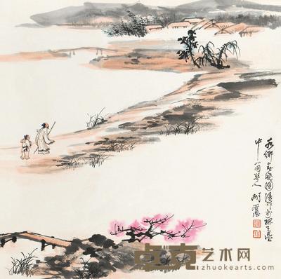 胡若思 水乡春晓 立轴  58×60cm