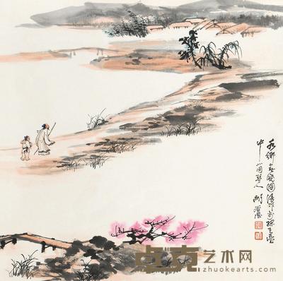 胡若思 水乡春晓 立轴 58×60cm